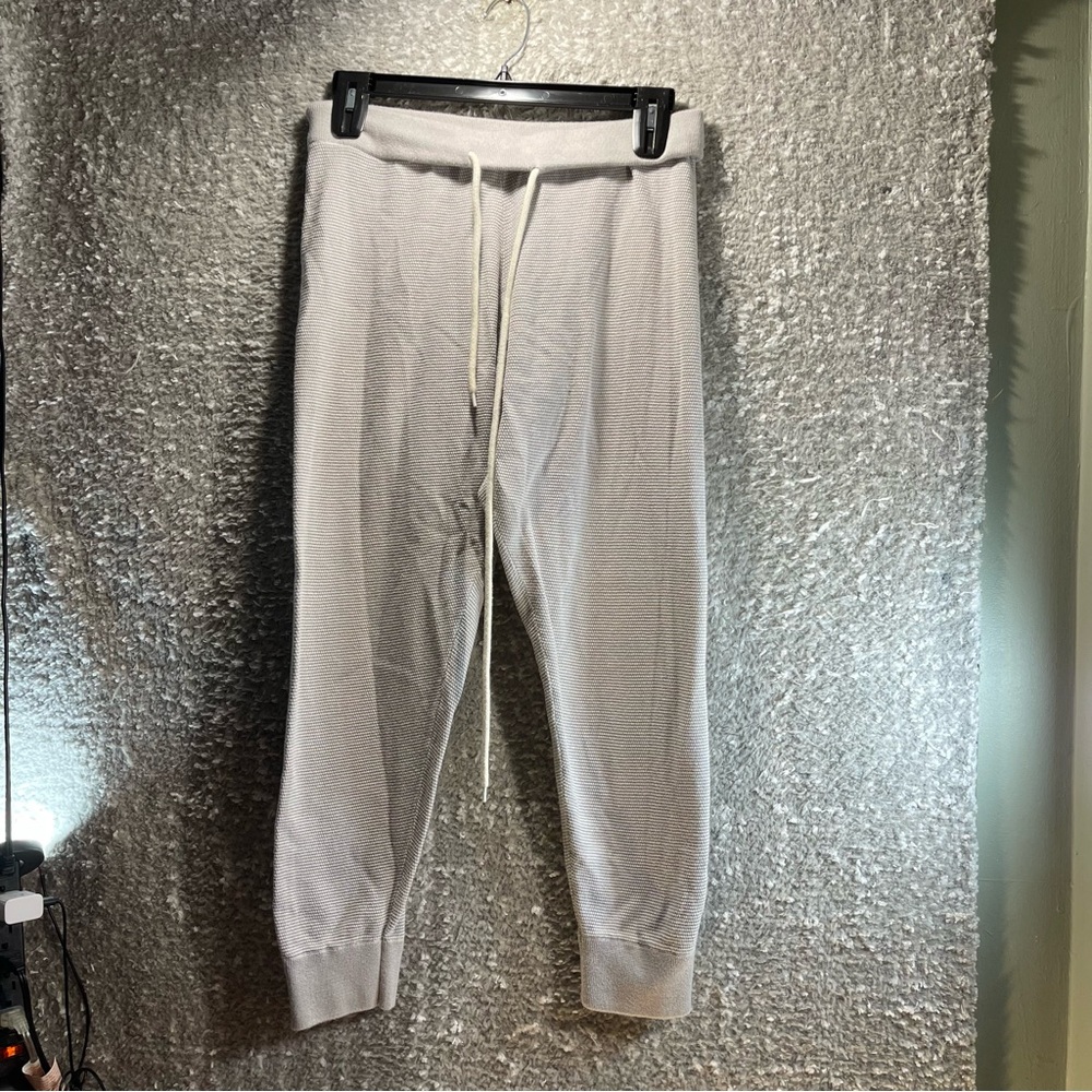 Varley Alice 2.0‎ Gray Drawstring Joggers Large Textured Cotton Pants Loungewear